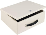 Portable Fire Safe Box with Key Lock, Fire Resistant Metal Lock Box for Documents, Security Strong Storage Box Safety Deposit Box for Home, Outside, Car, XL Large, 13.2”x 11”x 5.1'', Beige