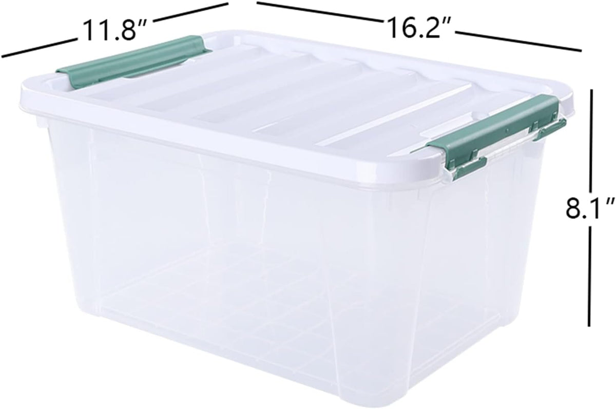 6-Pack 20 Quart Plastic Storage Boxes, Latching Storage Bin Box, Clear