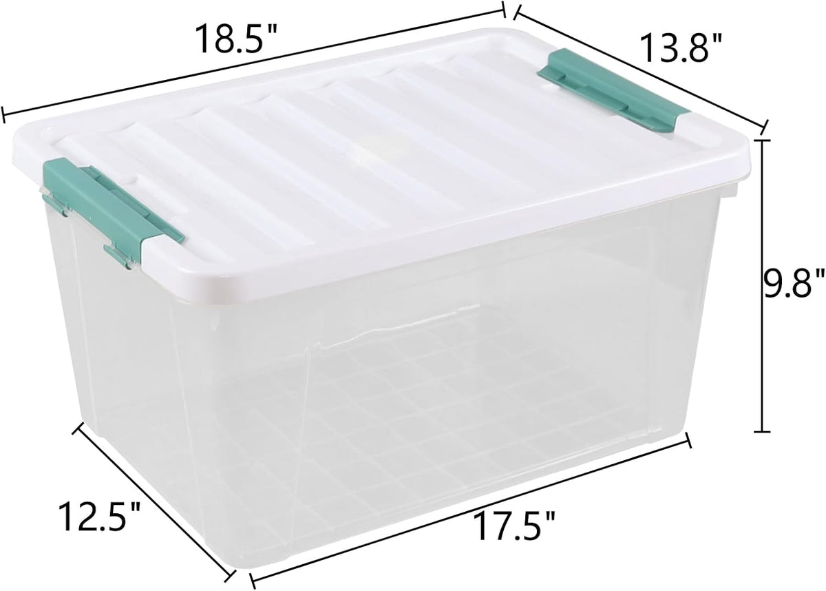 35 Quart Clear Large Storage Box, Plastic Storage Bins, Set of 6