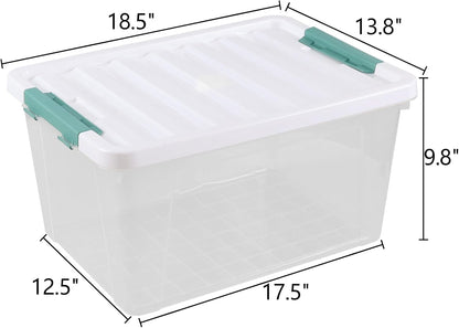 35 Quart Clear Large Storage Box, Plastic Storage Bins, Set of 6