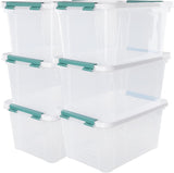 6-Pack 20 Quart Plastic Storage Boxes, Latching Storage Bin Box, Clear