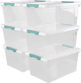 35 Quart Clear Large Storage Box, Plastic Storage Bins, Set of 6