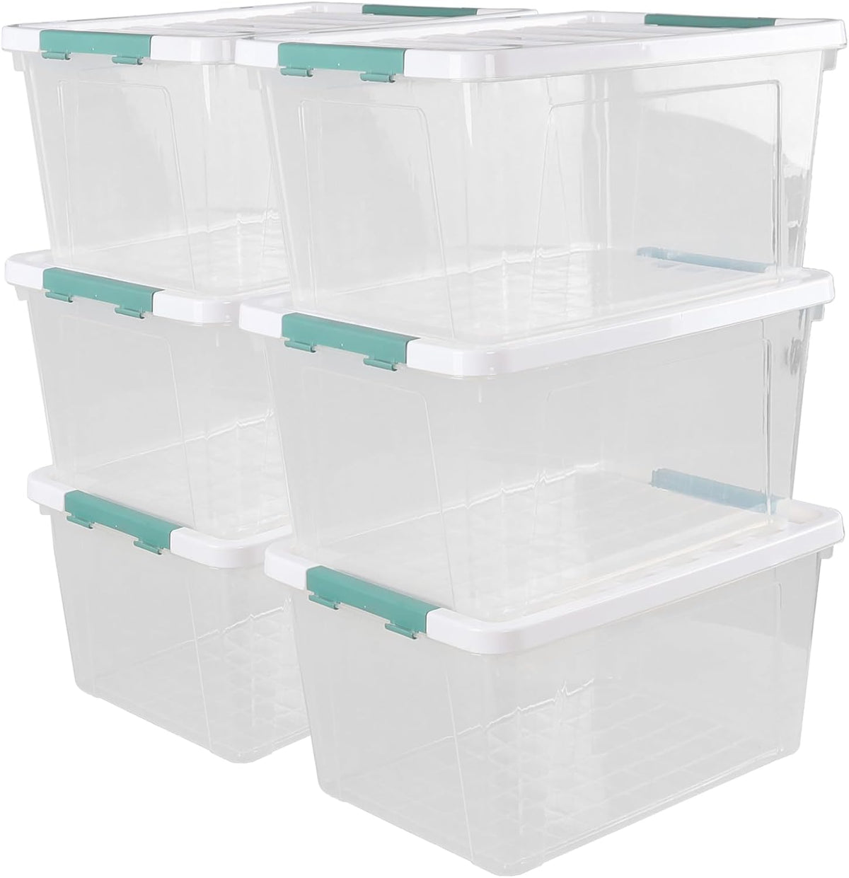 35 Quart Clear Large Storage Box, Plastic Storage Bins, Set of 6