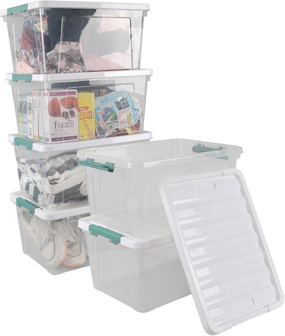 35 Quart Clear Large Storage Box, Plastic Storage Bins, Set of 6