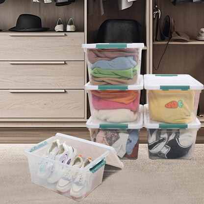 35 Quart Clear Large Storage Box, Plastic Storage Bins, Set of 6