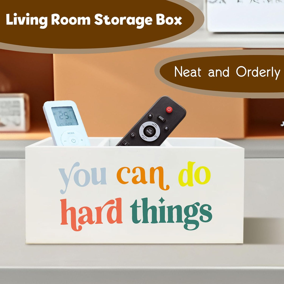 You Can Do Hard Things Desk Pen Holder, Inspirational Decor for Nursery School Psychologist Mental Health Therapy Office Desk, Positive Wooden Pencil Holder Organizer for Office