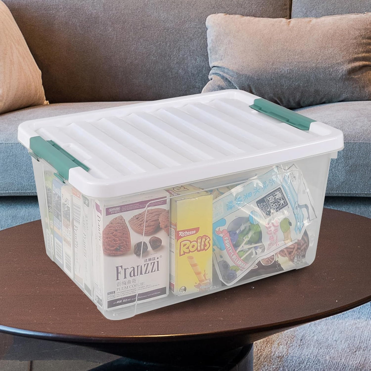 35 Quart Clear Large Storage Box, Plastic Storage Bins, Set of 6