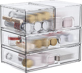 Stackable Storage Box, Acrylic Organizer, Cosmetic Organizer for Cosmetics and Beauty Products for Dressers, Bathrooms, Cabinets, Bedrooms and Home Organization 4 Piece Set
