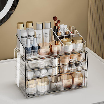 Stackable Organizer, Acrylic Cosmetic Organizer for Dresser, Vanity, Kitchen Cabinet, Bathroom, Under Sink, Home Organization and Storage (1 Top 5 Drawers)