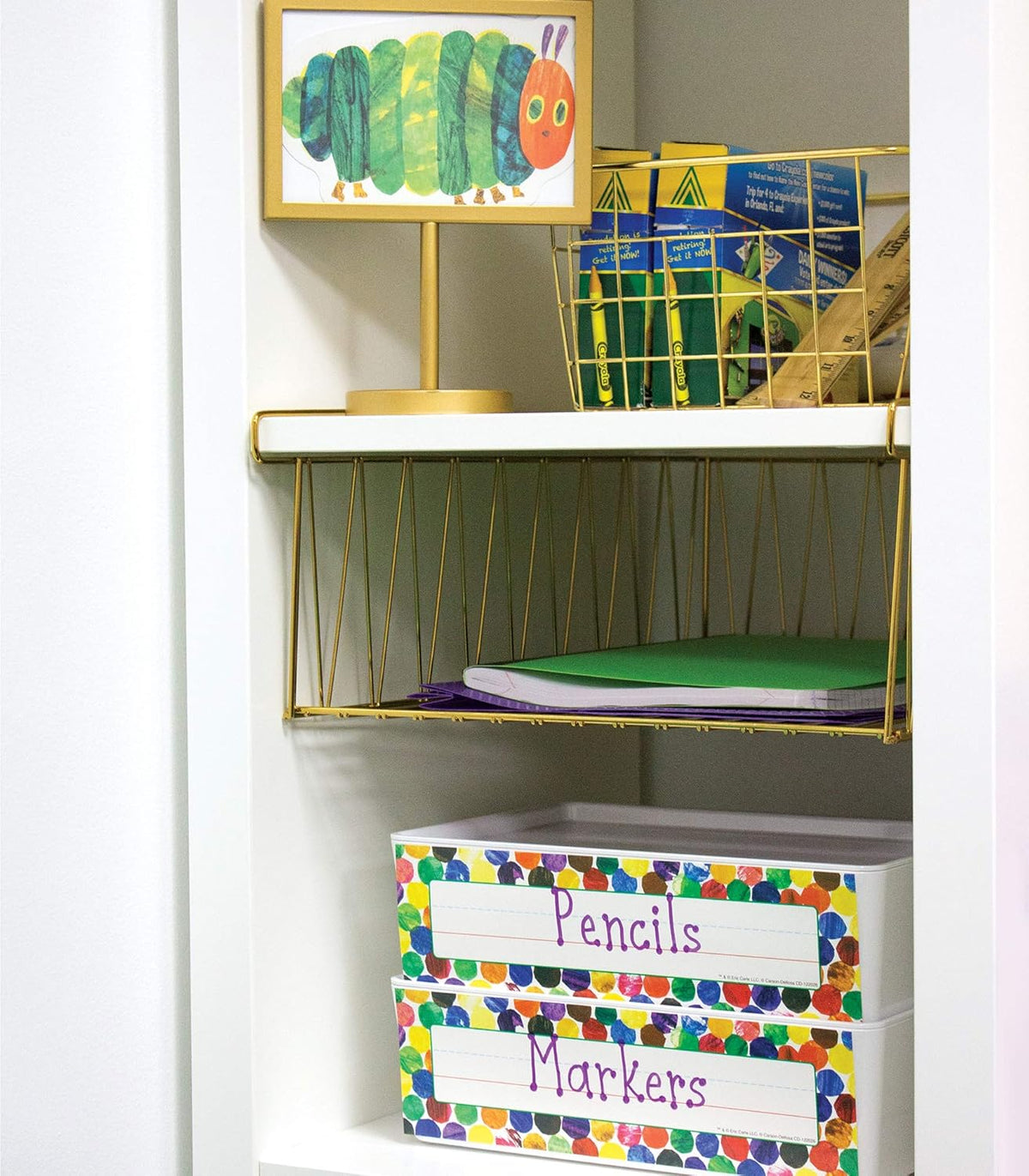 36PC Name Labels For Kids, Colorful Tags for Labeling Classroom, School Supplies, Chalkboard, Desk Organizer and Locker Organization, The Very Hungry Caterpillar Teacher Decor