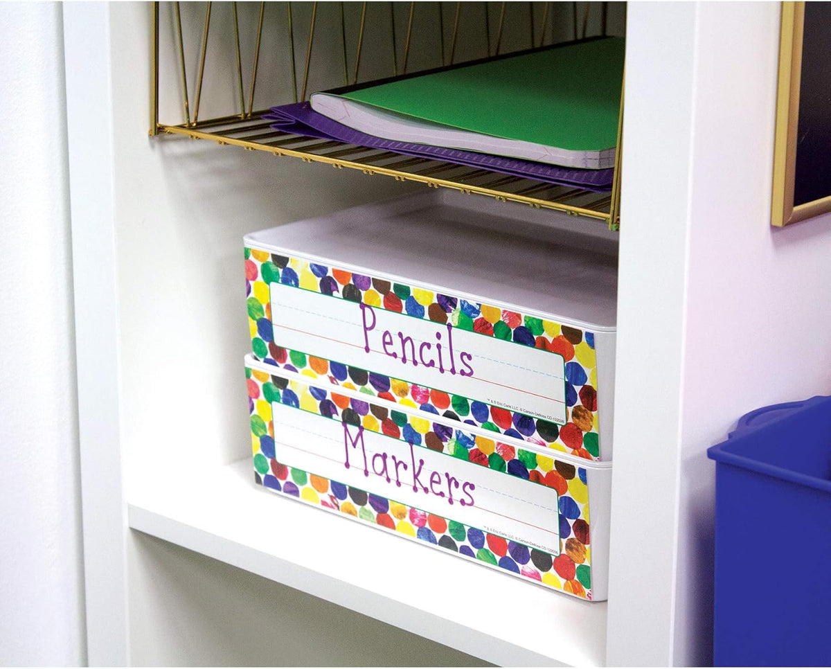 36PC Name Labels For Kids, Colorful Tags for Labeling Classroom, School Supplies, Chalkboard, Desk Organizer and Locker Organization, The Very Hungry Caterpillar Teacher Decor