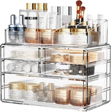 Stackable Organizer, Acrylic Cosmetic Organizer for Dresser, Vanity, Kitchen Cabinet, Bathroom, Under Sink, Home Organization and Storage (1 Top 5 Drawers)